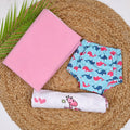 Baby Unisex Nappy Combo 1 Dry Sheet, 1 Swaddle, 1 Padded Underwear