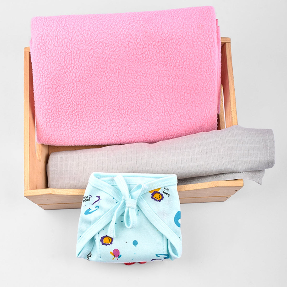 Baby Unisex Organic cotton 1Langot, 1 Cushioned Nappy, 1 Drysheet combo