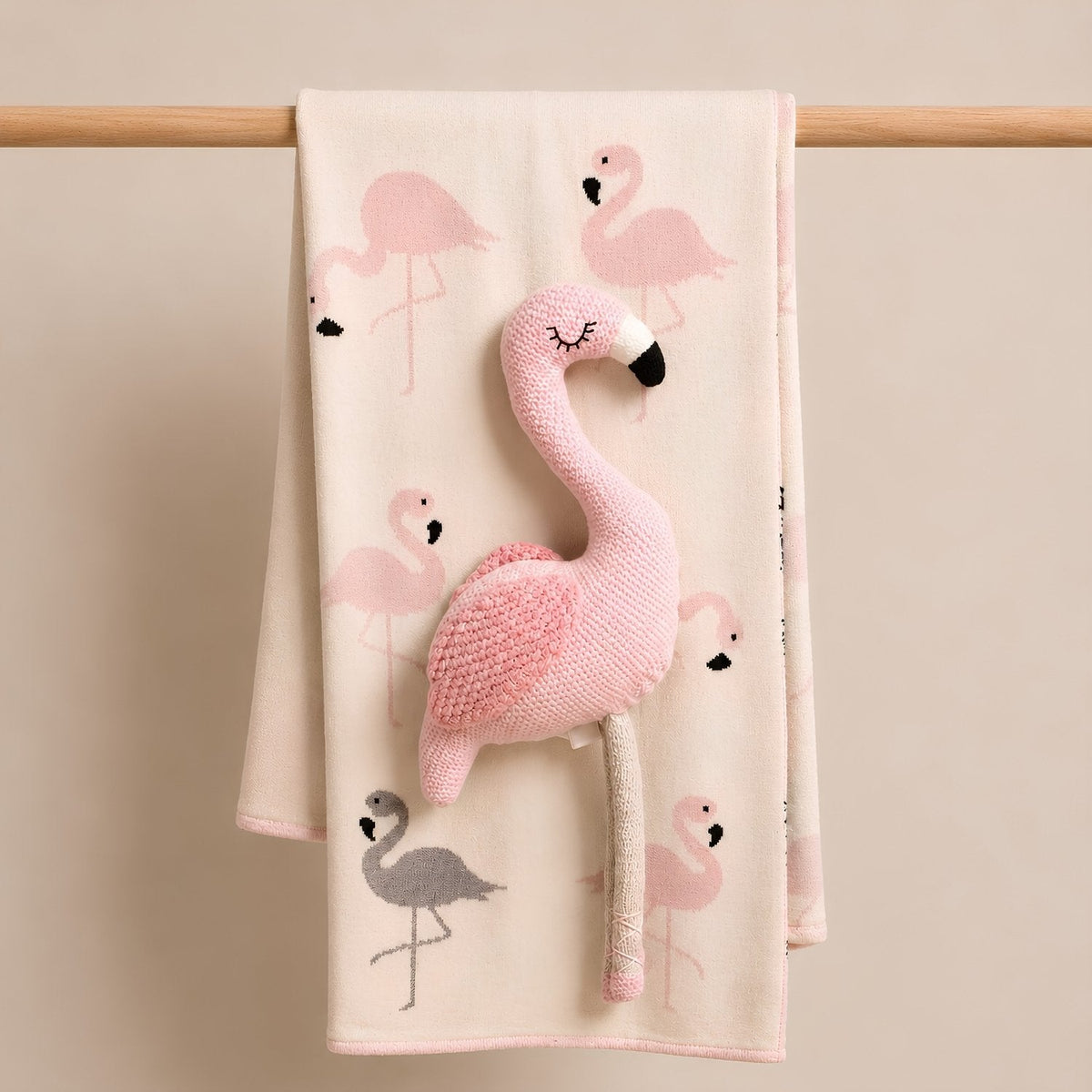 Cotton Knitted Baby Gift Set - Flamingo