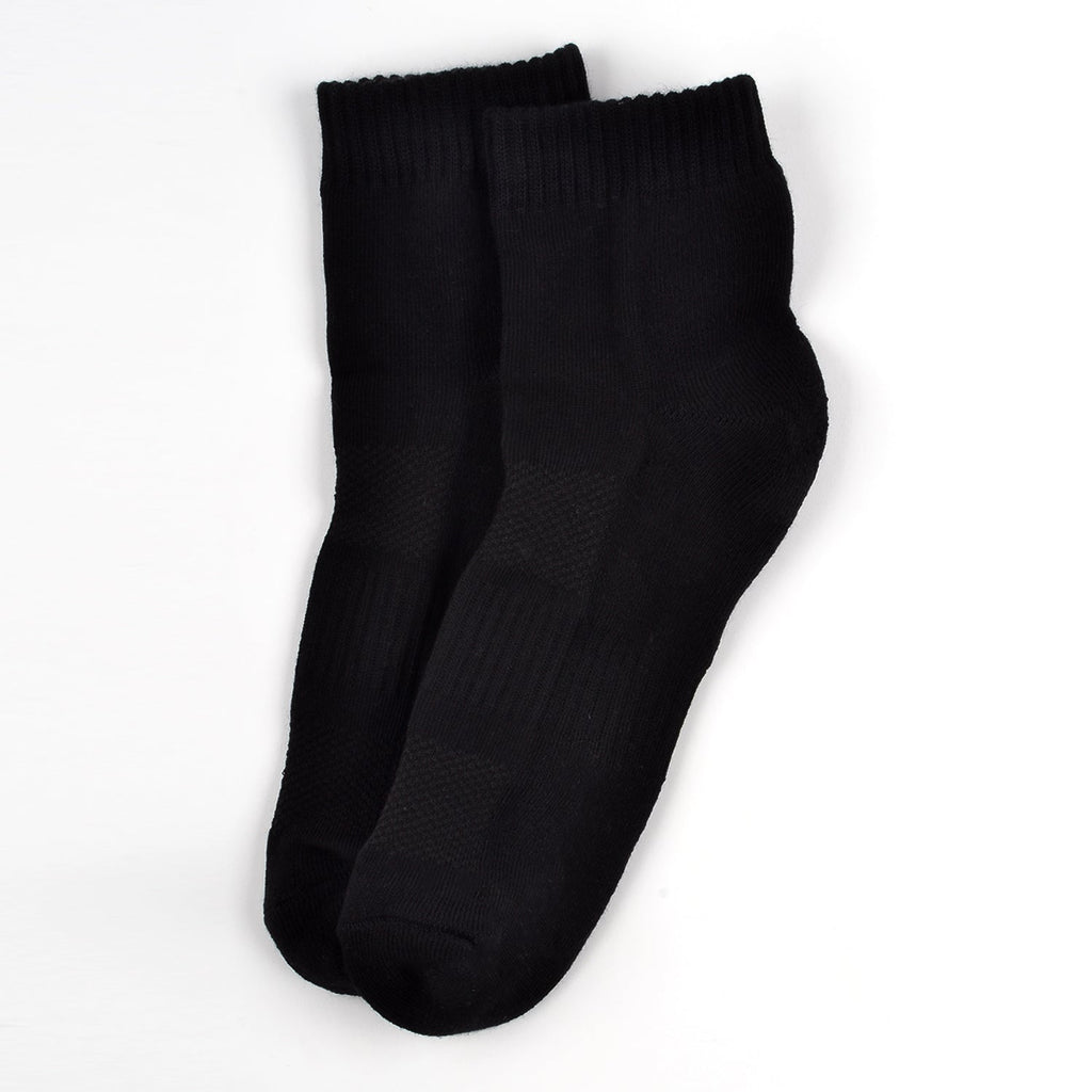 FOOTPRINTS Unisex Solid Cotton Ankle Terry -Length Socks -Pack Of 1 - BLACK