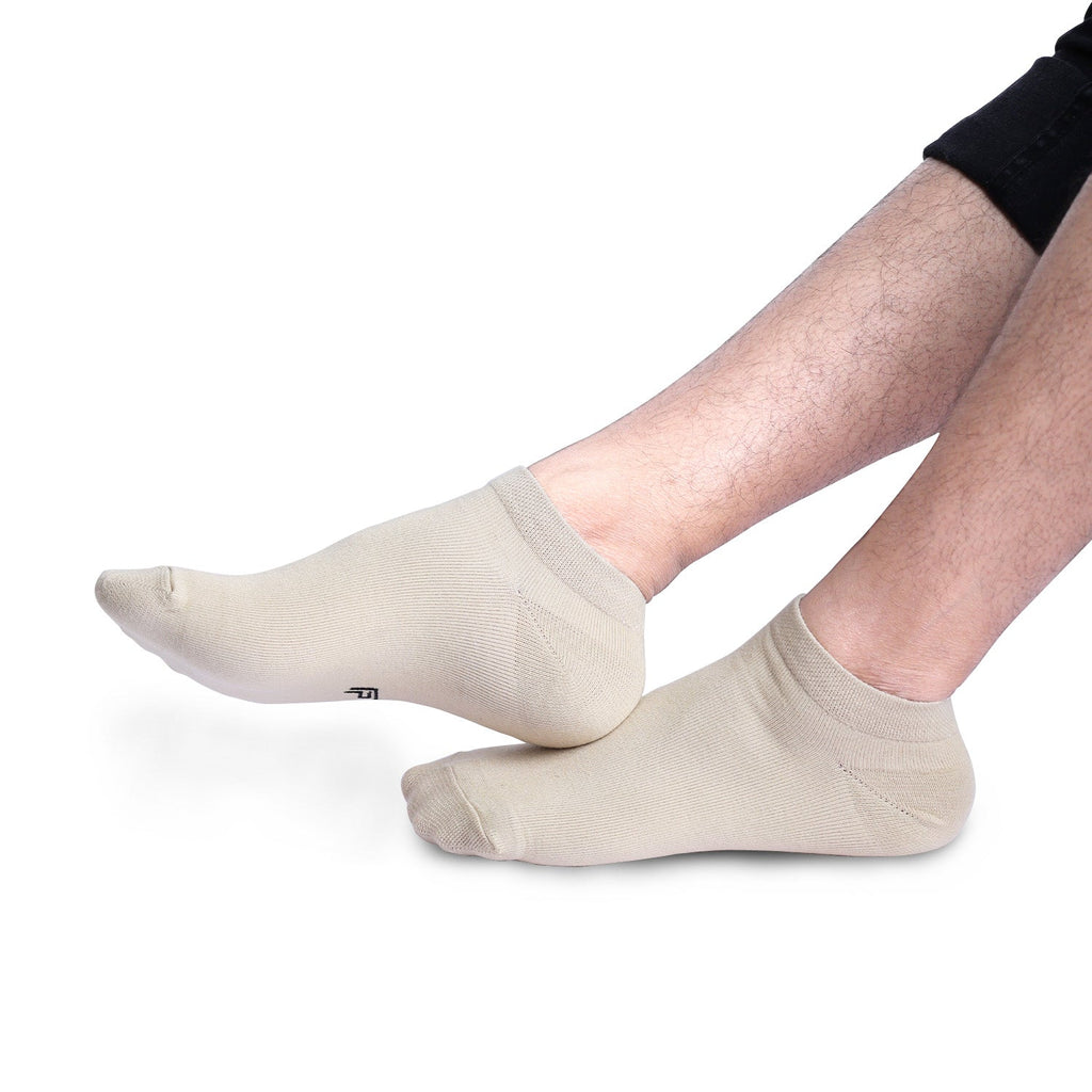 FOOTPRINTS Unisex Solid Cotton Ankle-Length Socks -Pack Of 1 Beige