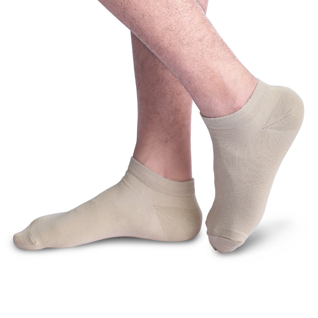 FOOTPRINTS Unisex Solid Cotton Ankle-Length Socks -Pack Of 1 Beige
