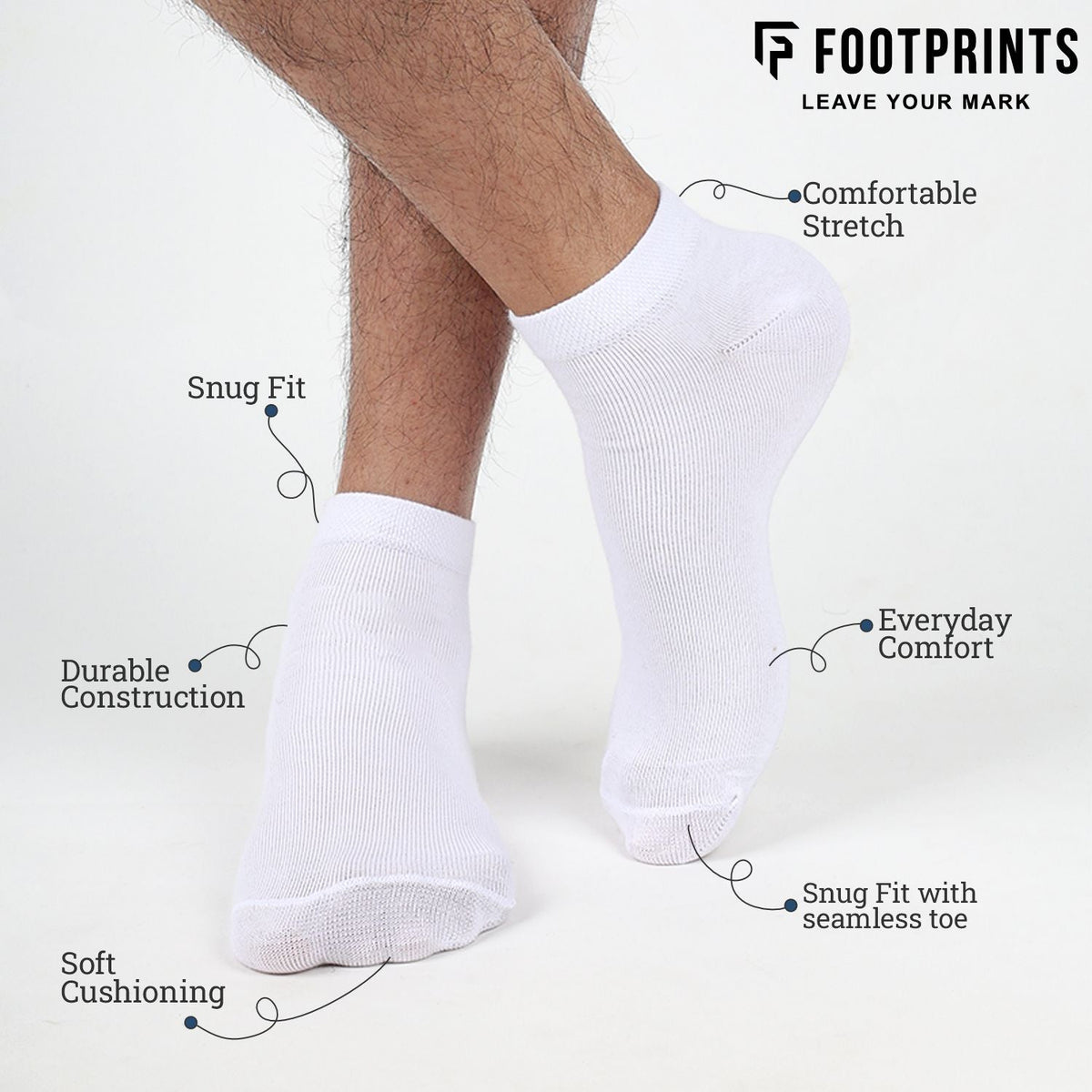 FOOTPRINTS Unisex Solid Cotton Ankle-Length Socks -Pack Of 1 Grey