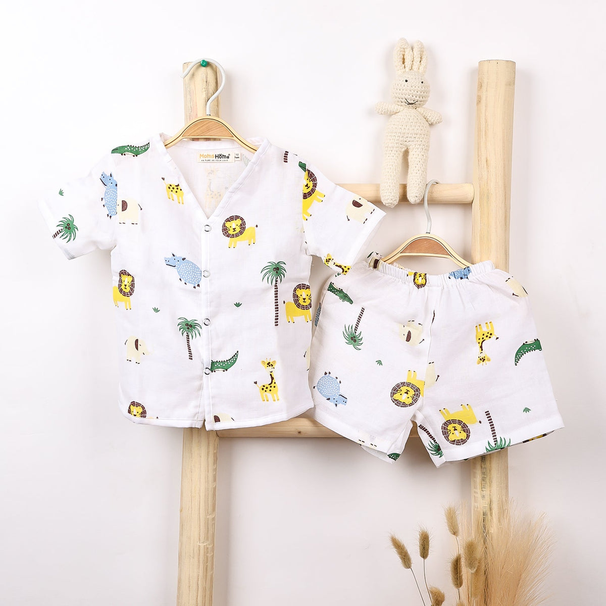 Kids Organic Cotton Muslin Co-Ord Set - Lion