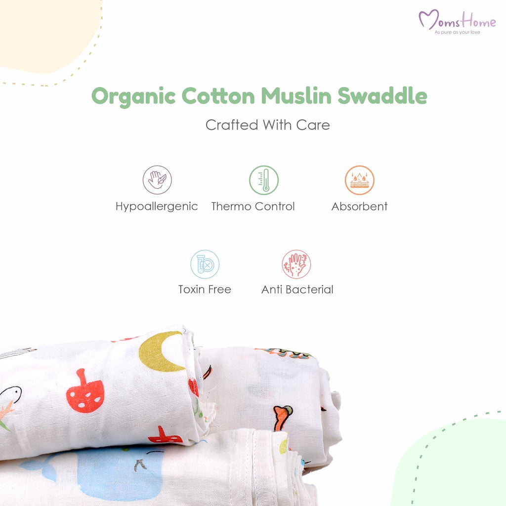 Moms Home Kids Set Of 10 Multicoloured Printed Organic Cotton Gift Set