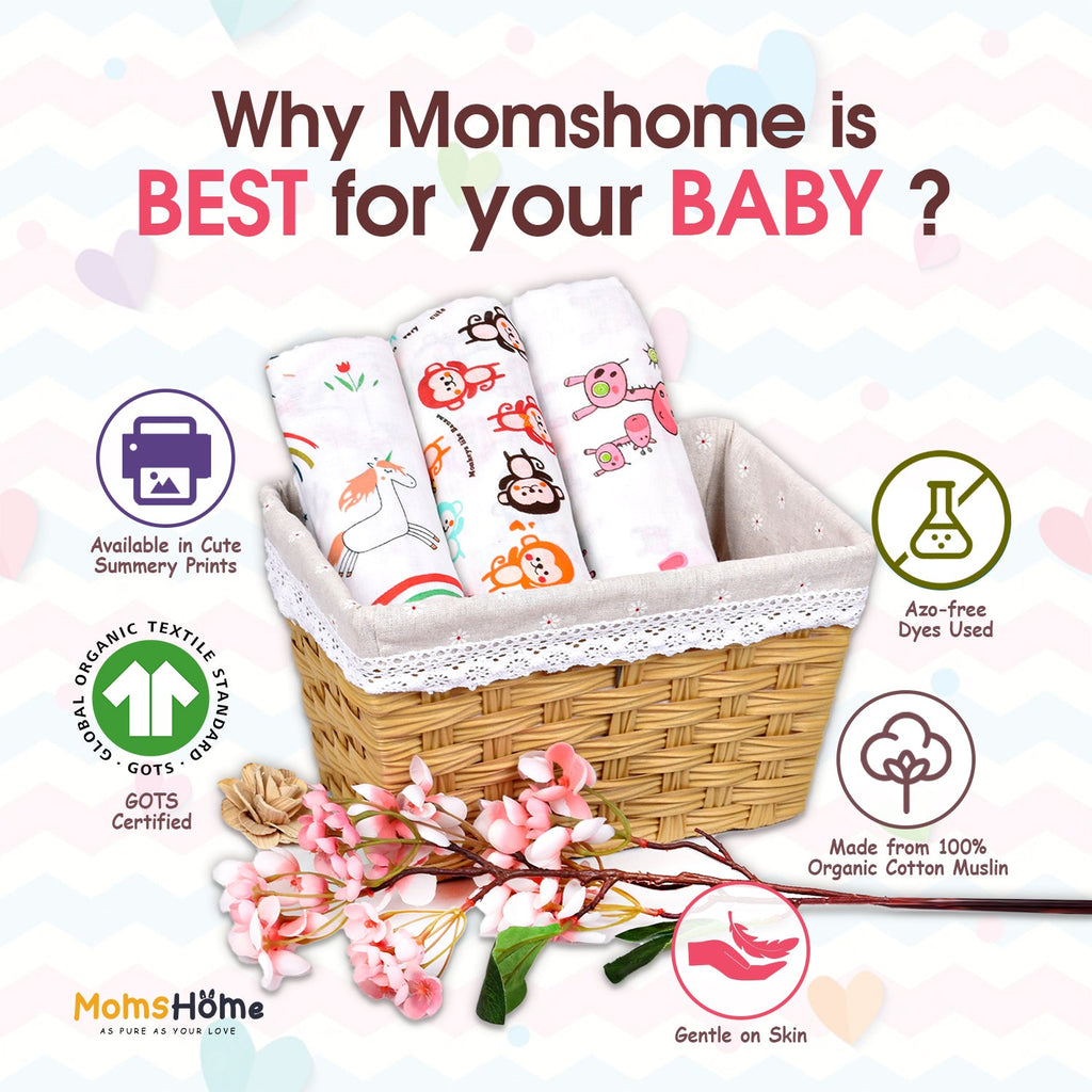 Moms Home Baby Organic cotton Muslin 19 pieces gift set