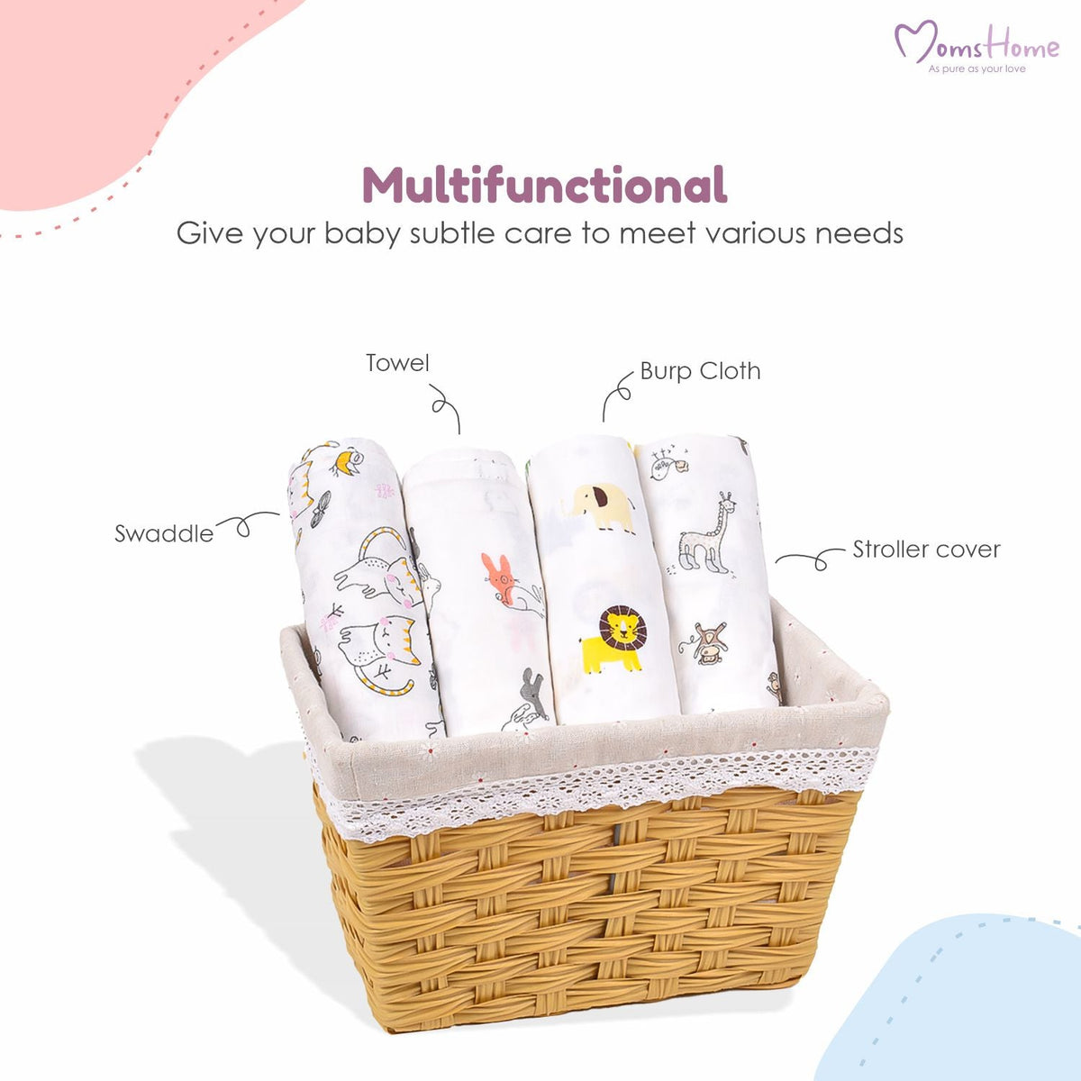 Muslin Swaddle and Napkin Combo - Pack of 5