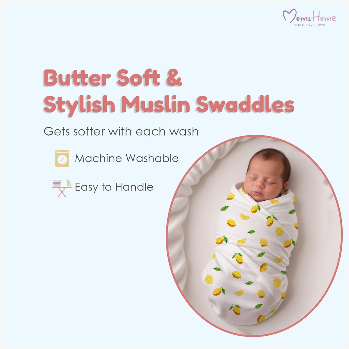 Muslin Swaddle and Napkin Combo - Pack of 5