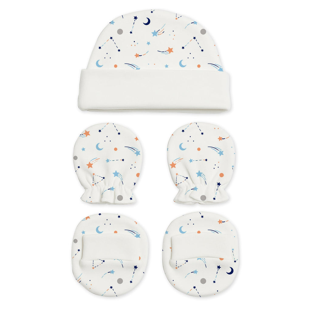 New Born Baby Cap Mitten Bootie Set - Pack of 3