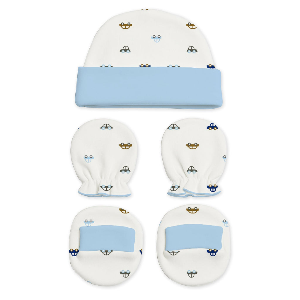 New Born Baby Cap Mitten Bootie Set - Pack of 4