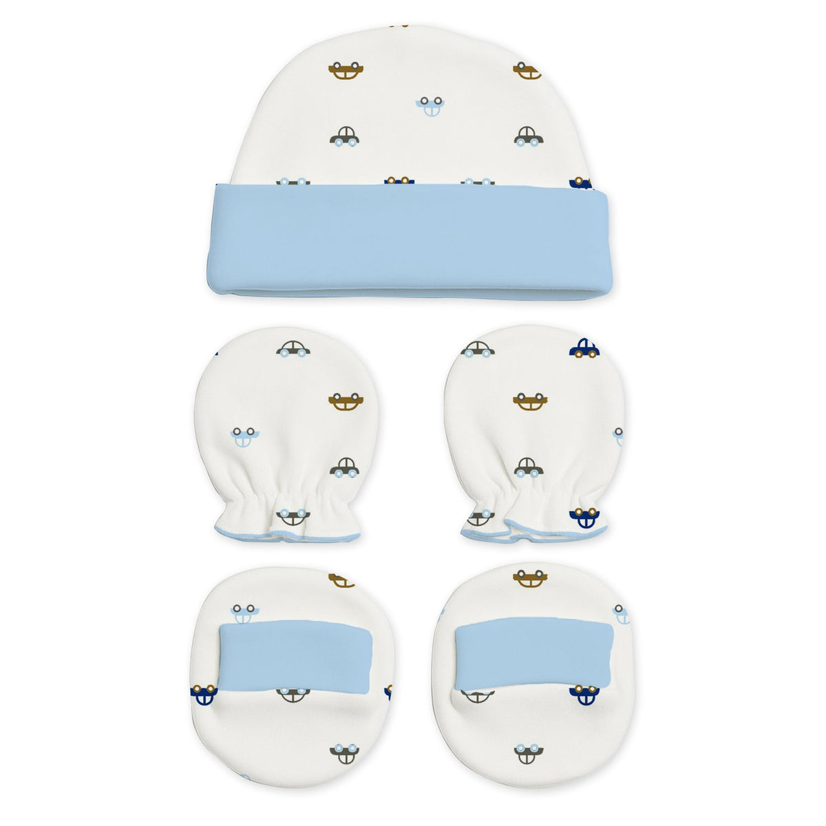 New Born Baby Cap Mitten Bootie Set - Pack of 4