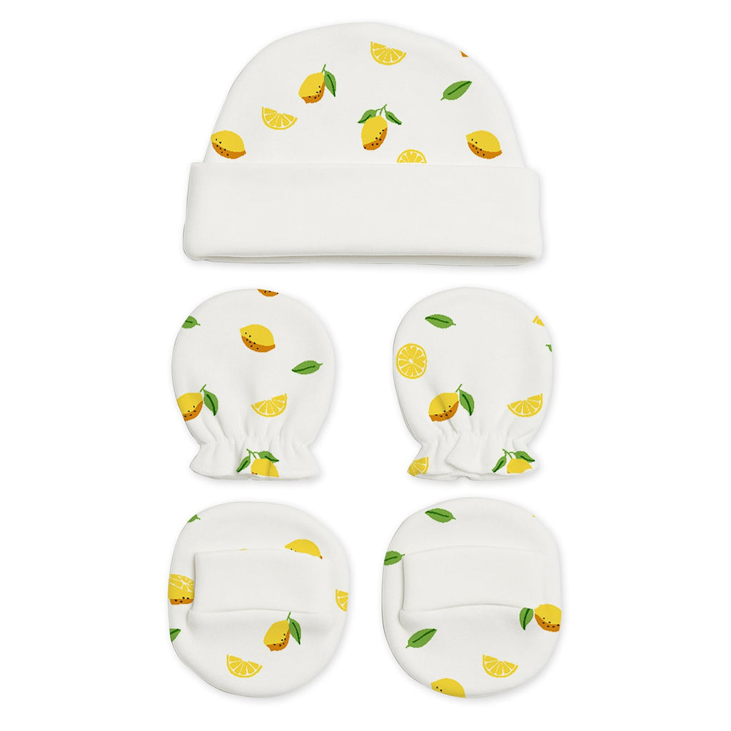 New Born Baby Cap Mitten Bootie Set - Pack of 4