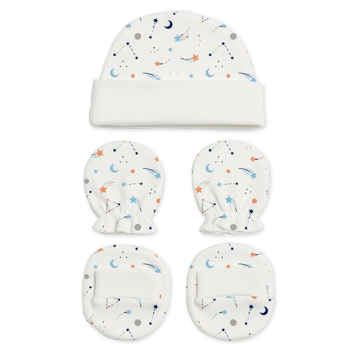 New Born Baby Cap Mitten Bootie Set - Pack of 4