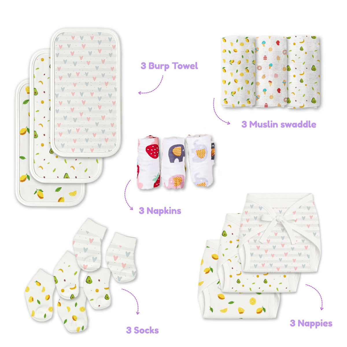 New Born Baby Essentials Gift Combo Box -0-6 Months- 35 Items