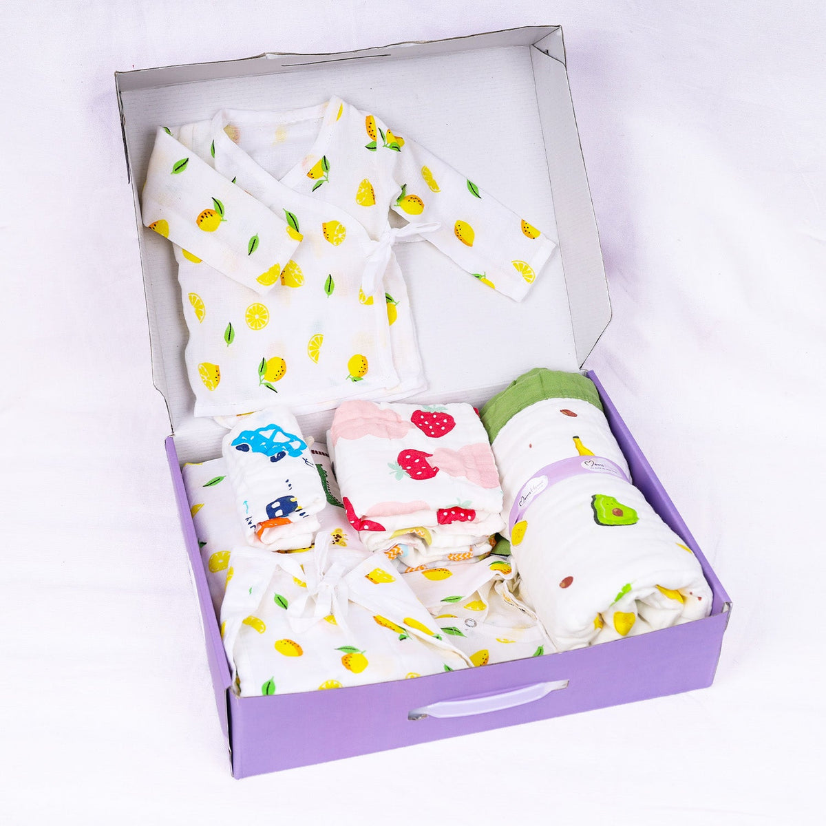 New Born Baby Muslin Gift Hamper - Lemon - Pack of 10
