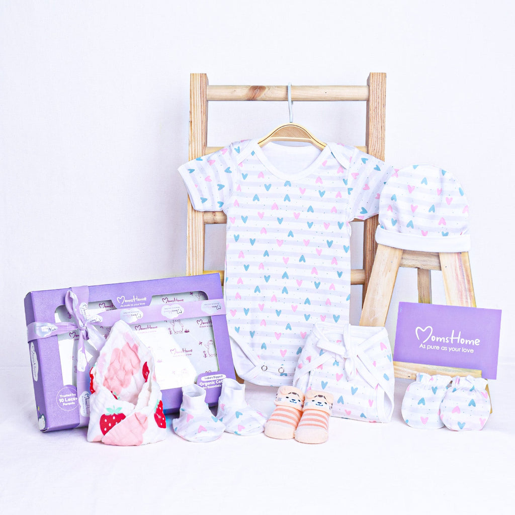 Organic Cotton Baby Essentials Gift Set - Little Heart - Pack of 7
