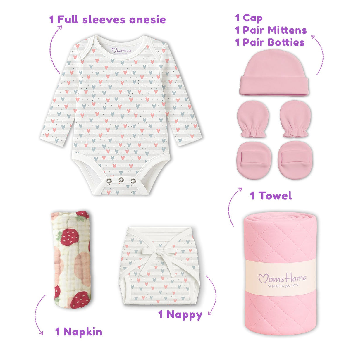 Organic Cotton Baby Essentials Gift Set - Pack of 7