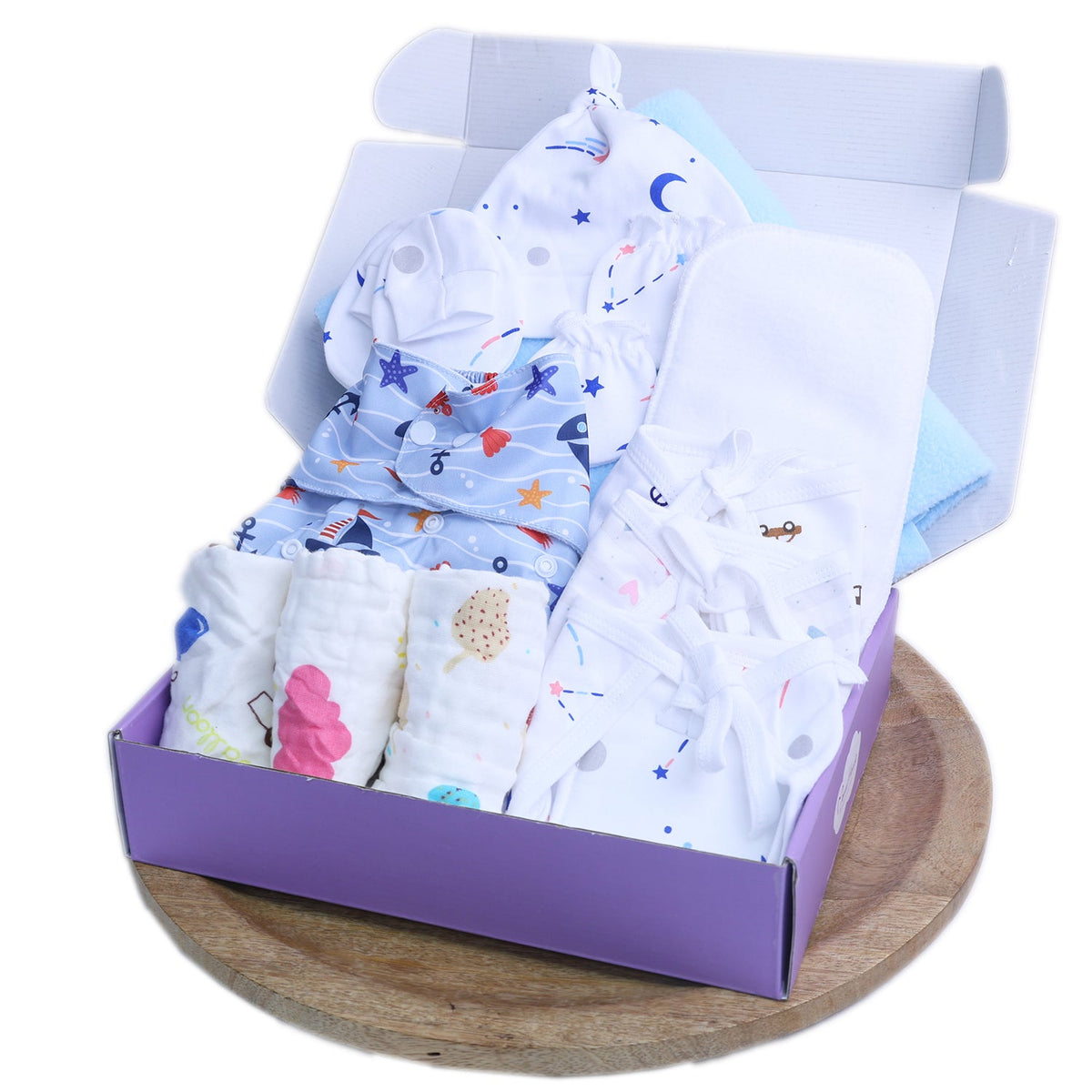 Organic Cotton Diaper Gift Combo Set For New Born Baby - Pack of 12