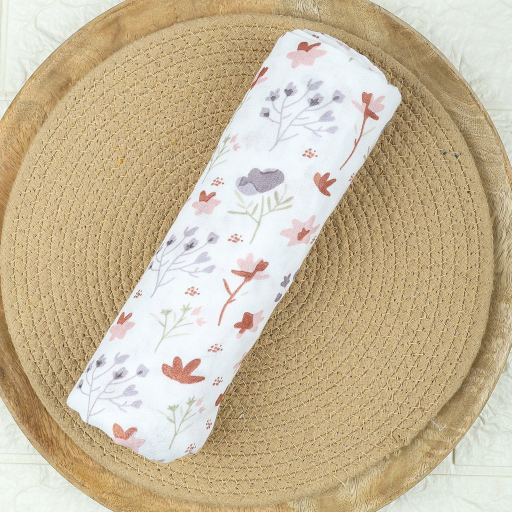 Organic Cotton Muslin Gift Combo Set For New Born Baby - Pack of 6 - Blossom