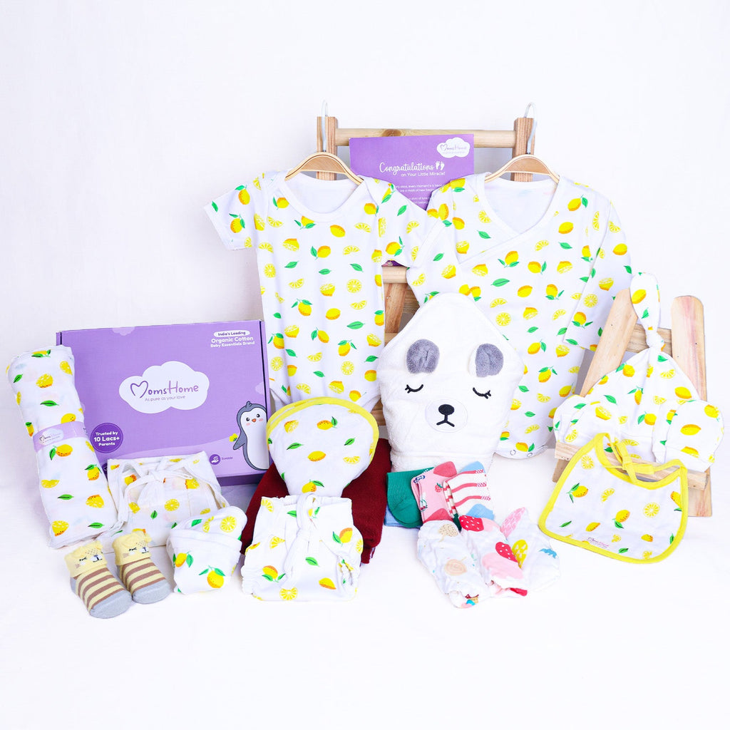 Organic Cotton New Born Baby Hospital Bag Kit - Lemon