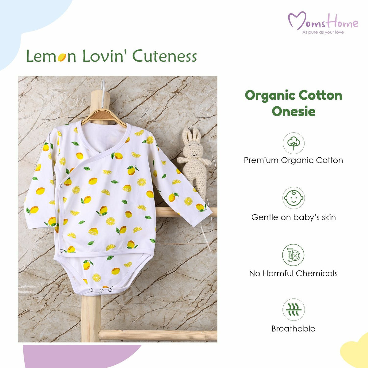 Organic Cotton New Born Baby Hospital Bag Kit - Lemon