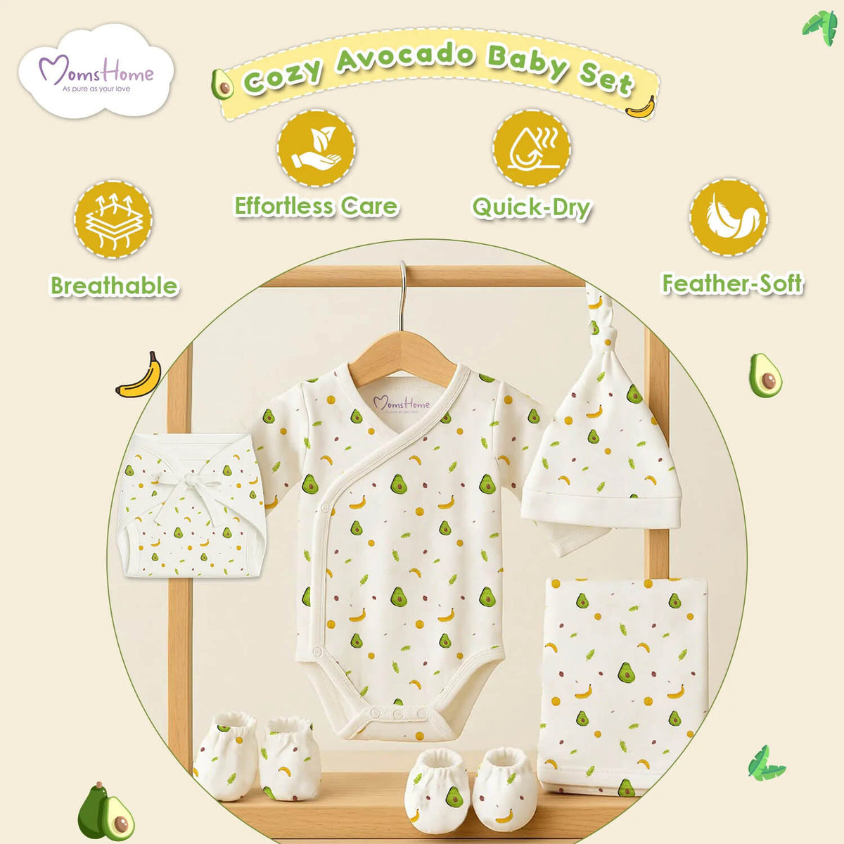 Organic Cotton Premature Baby Clothing Set - Avocado - Pack of 6