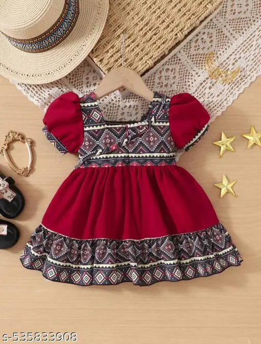Rayon Frocks & Dresses - Red
