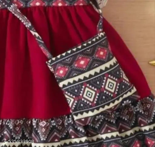 Rayon Frocks & Dresses - Red