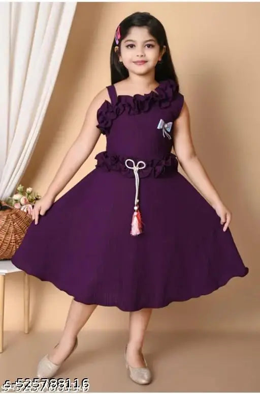 Cotton Blend Frocks & Dresses - Purple