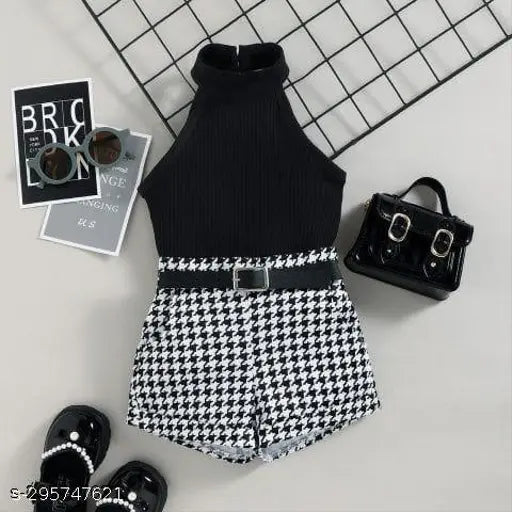 Cotton Blend Top & Bottom Set - Black