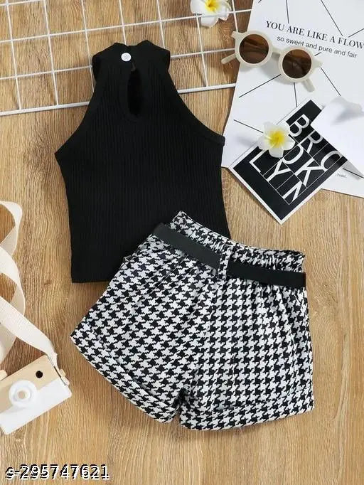 Cotton Blend Top & Bottom Set - Black