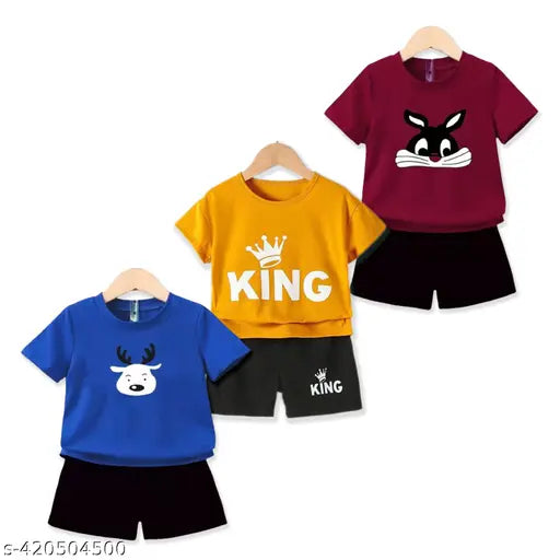 Cotton Top & Bottom Set - Multicolor & Black