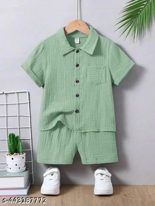 Cotton Spandex Top & Bottom Set - Green