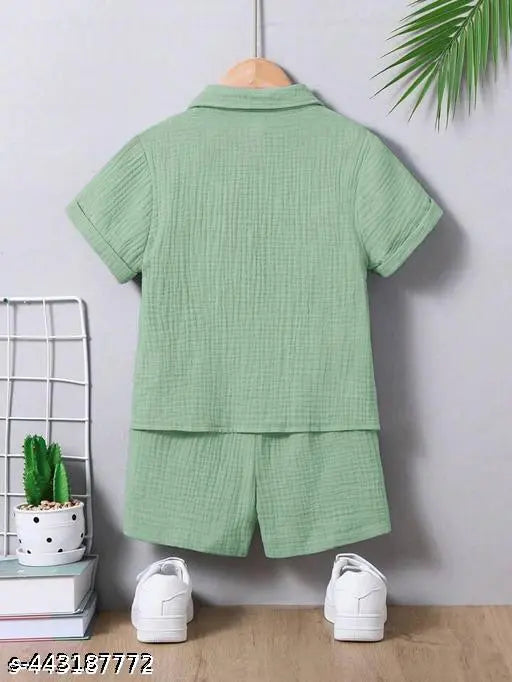 Cotton Spandex Top & Bottom Set - Green