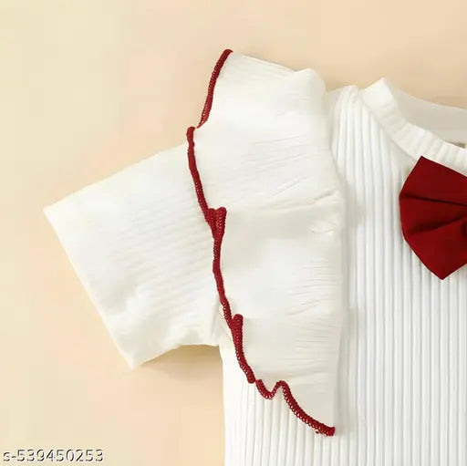 Crepe Kids Clothing Set - White & Red