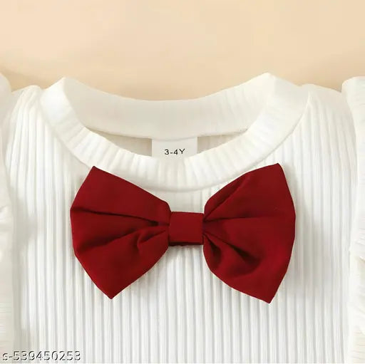 Crepe Kids Clothing Set - White & Red