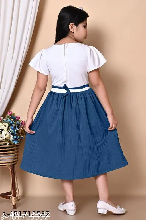 Cotton Blend Frocks & Dresses - Blue