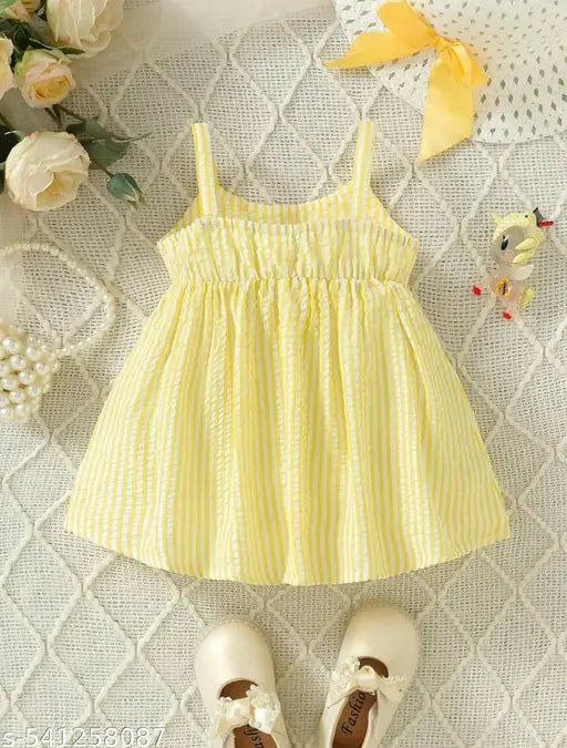 Cotton Blend Frocks & Dresses - Yellow