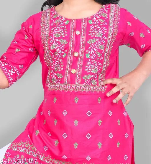 Cotton Blend Girls Kurta Sets - Not separately specified