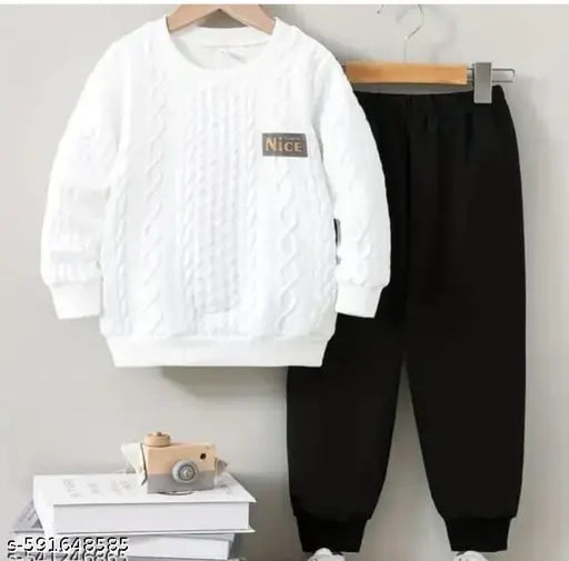 Cotton Blend Clothing Set - White & Black