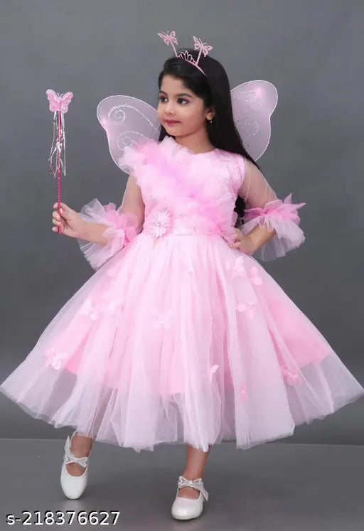 Net Frocks & Dresses - Pink