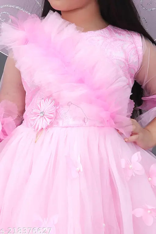 Net Frocks & Dresses - Pink