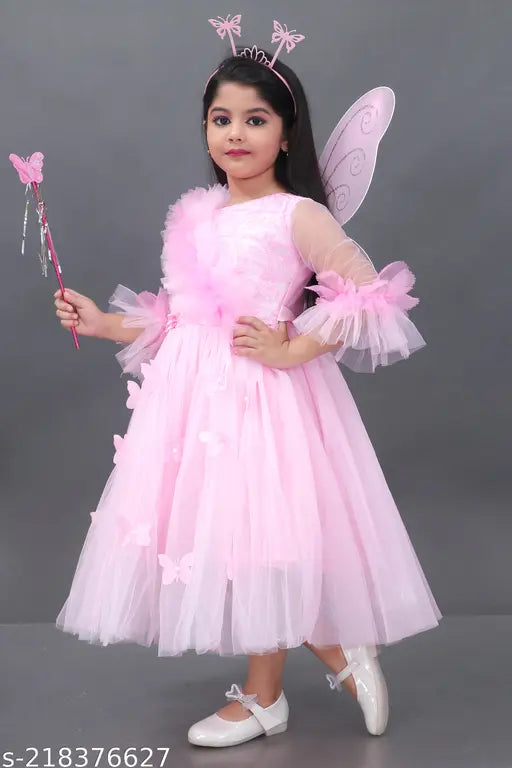 Net Frocks & Dresses - Pink