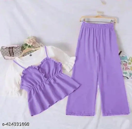 Poly Crepe Clothing Set - Lavendar
