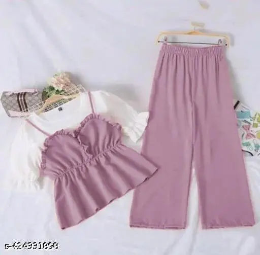Poly Crepe Clothing Set - Lavendar