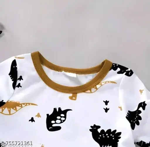 Cotton Clothing Set - White & Brown