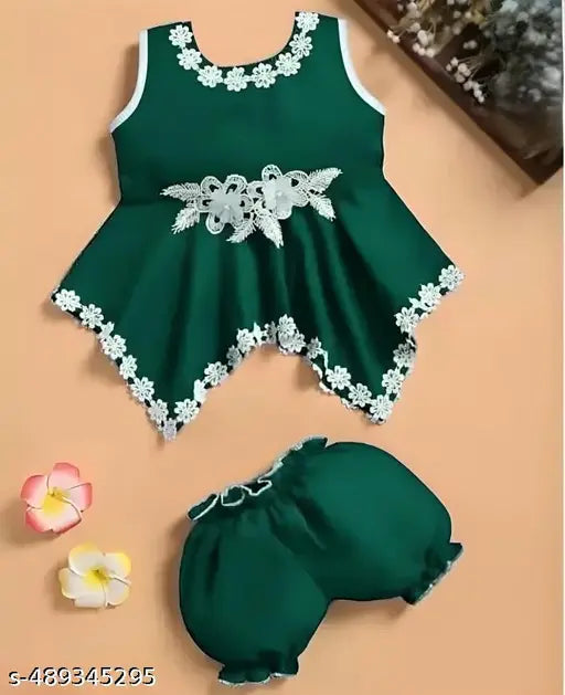 Cotton Girls Clothing Set - Green