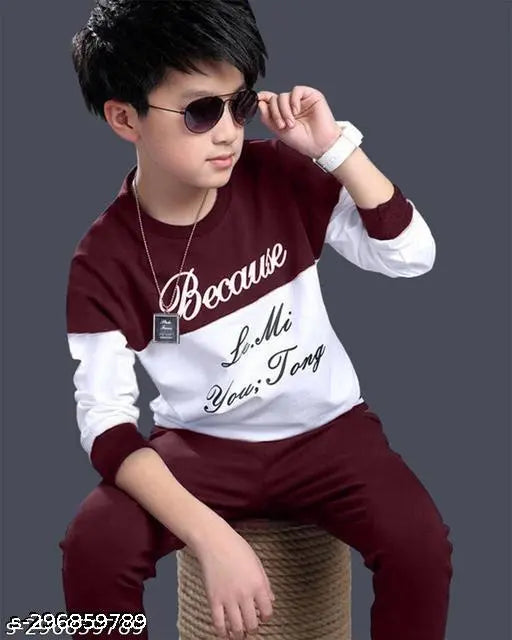 Cotton Blend Kids Clothing Set - Maroon