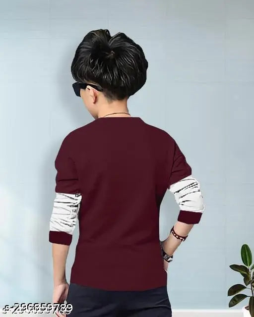 Cotton Blend Kids Clothing Set - Maroon