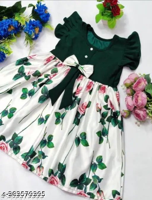 Cotton Blend Frocks & Dresses - Green